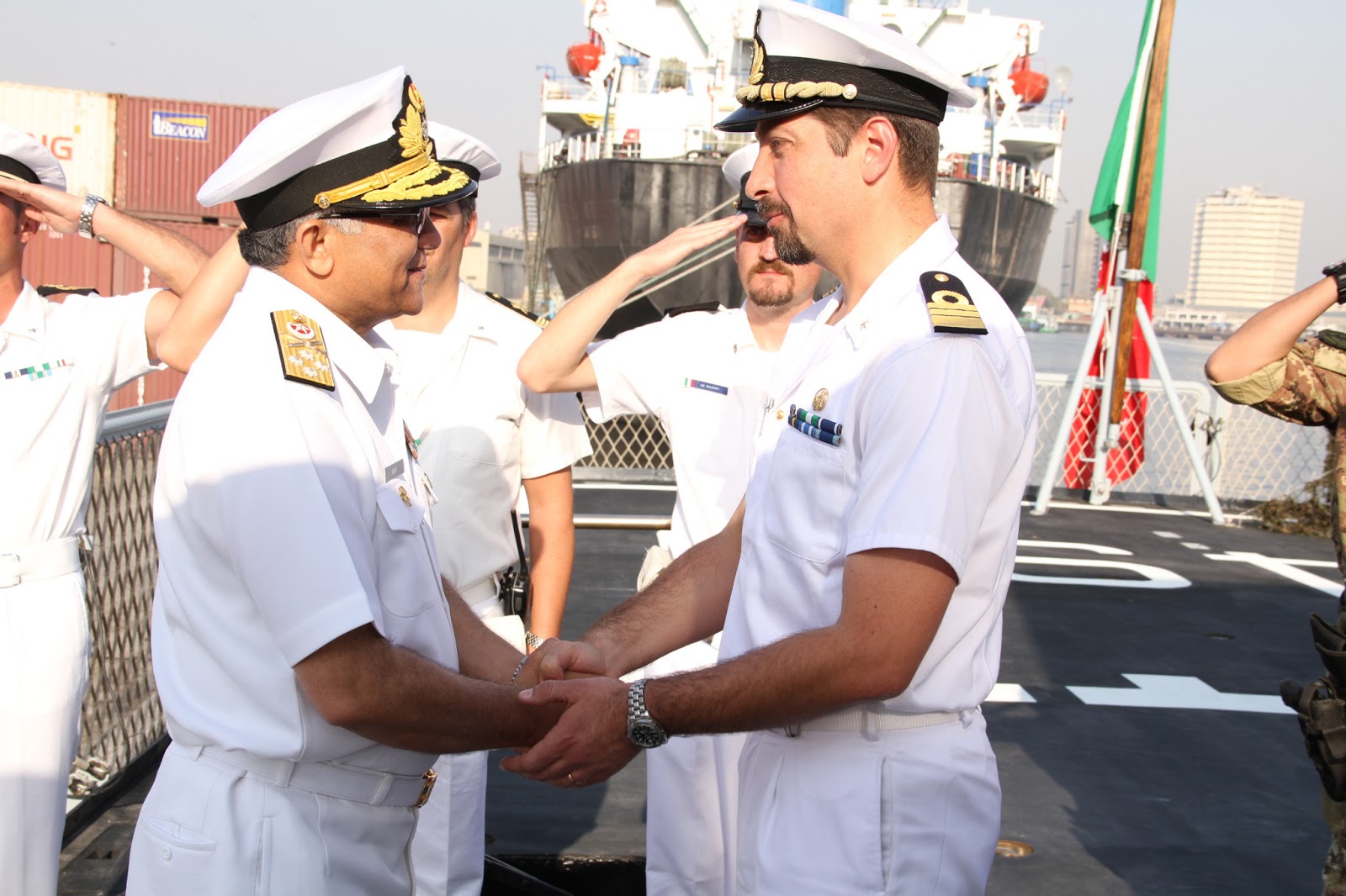 Chief+of+the+Naval+Staff+Admiral+Asif+Sandila+being+received++by+Commanding+officer+of+Italian+ship+ITS+CIGALA+FULGOSI.JPG