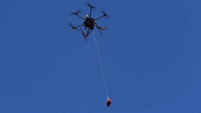 A photo of a drone delivery